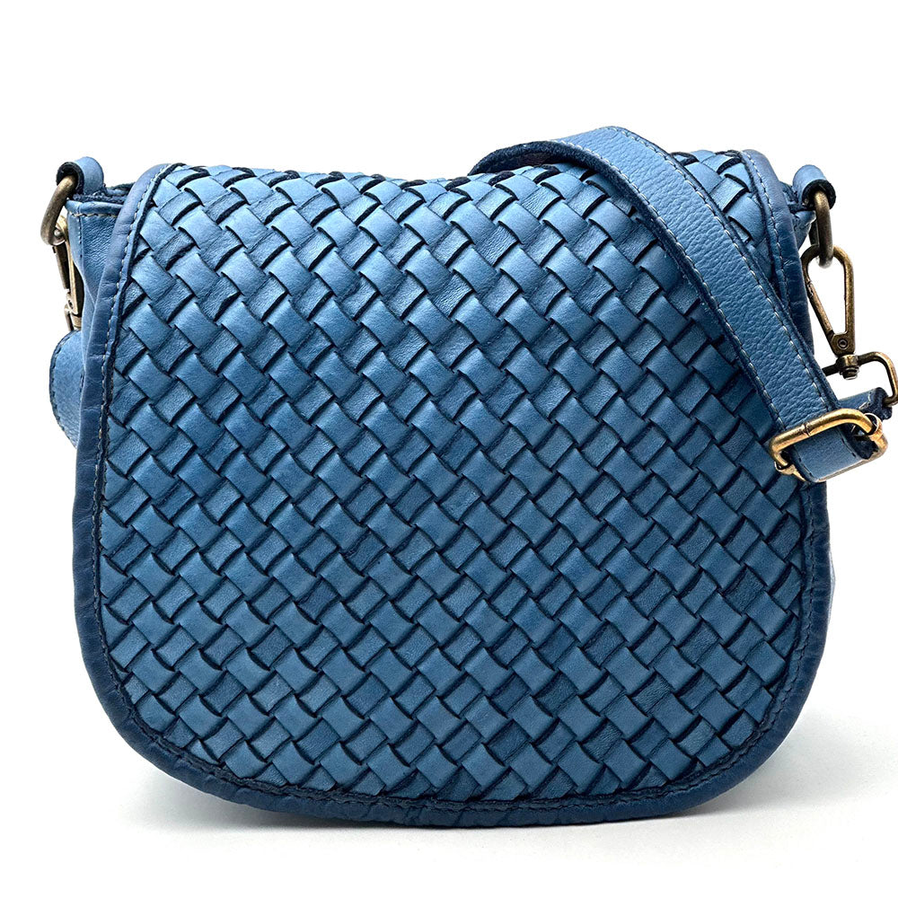Velisia Woven Cow Leather Saddle Bag