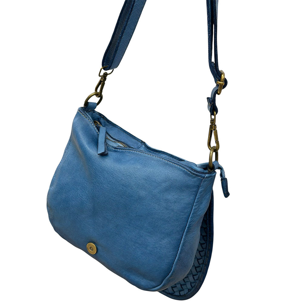 Velisia Woven Cow Leather Saddle Bag