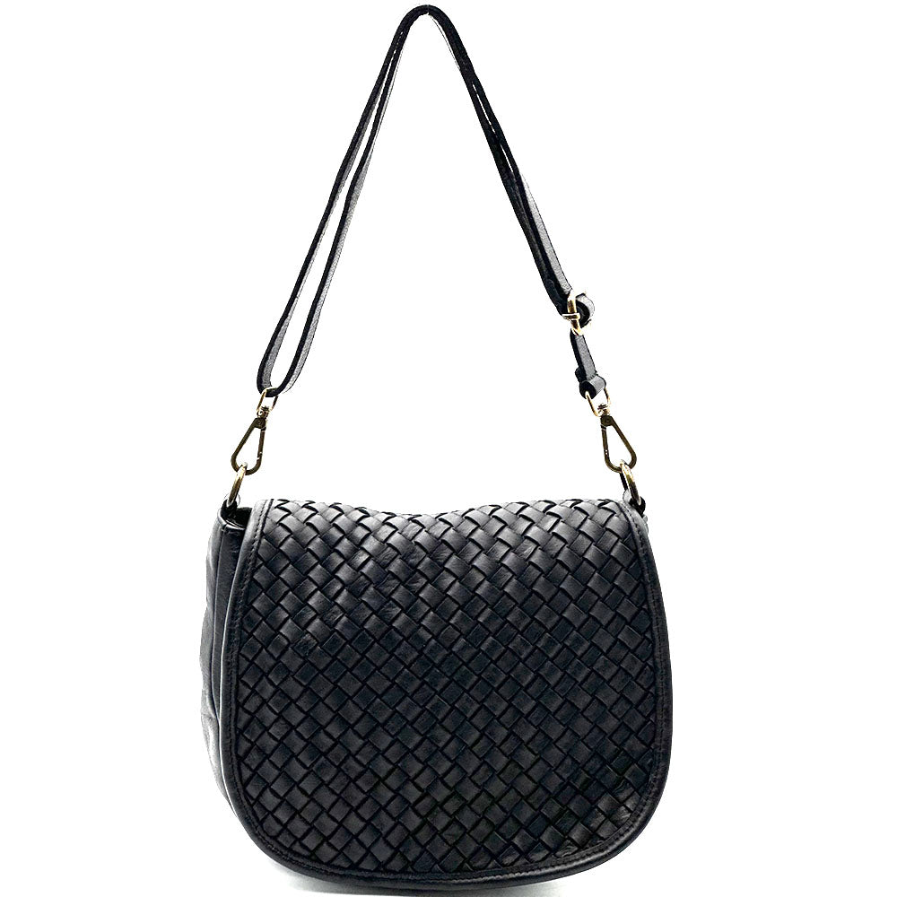 Velisia Woven Cow Leather Saddle Bag