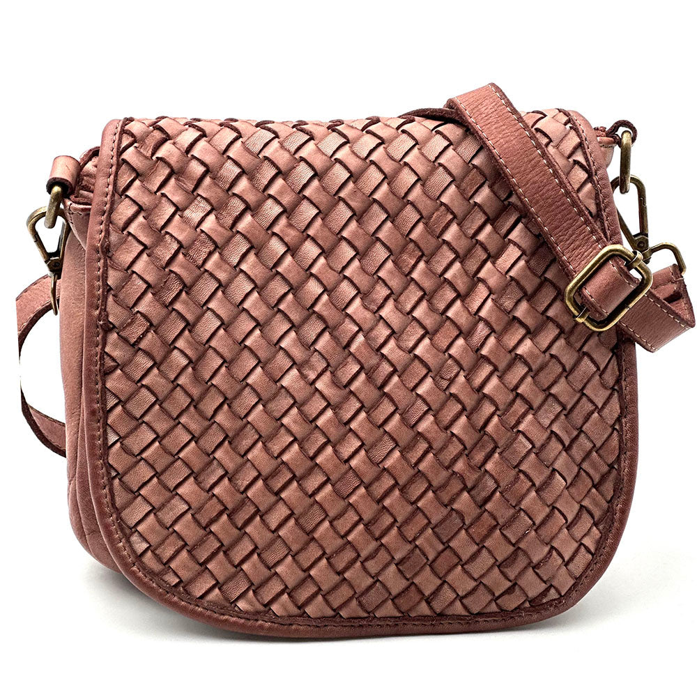 Velisia Woven Cow Leather Saddle Bag