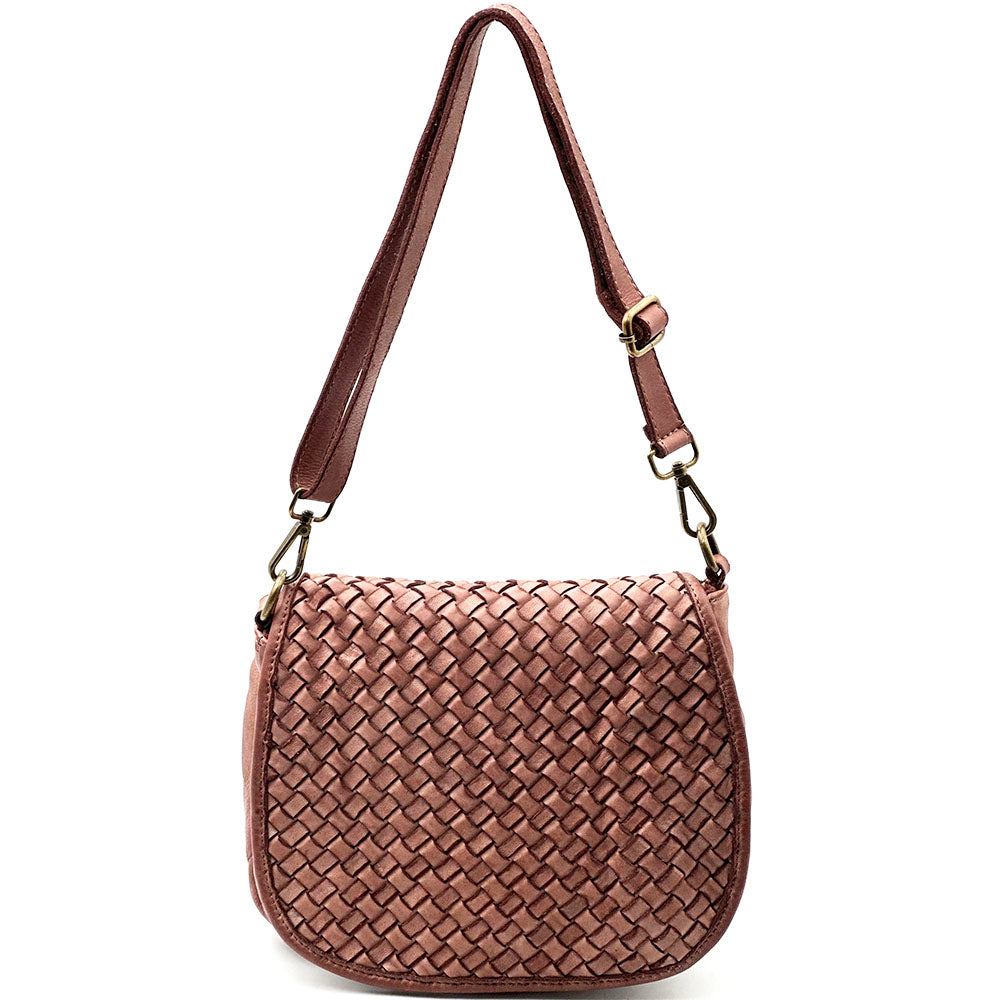 Velisia Woven Cow Leather Saddle Bag