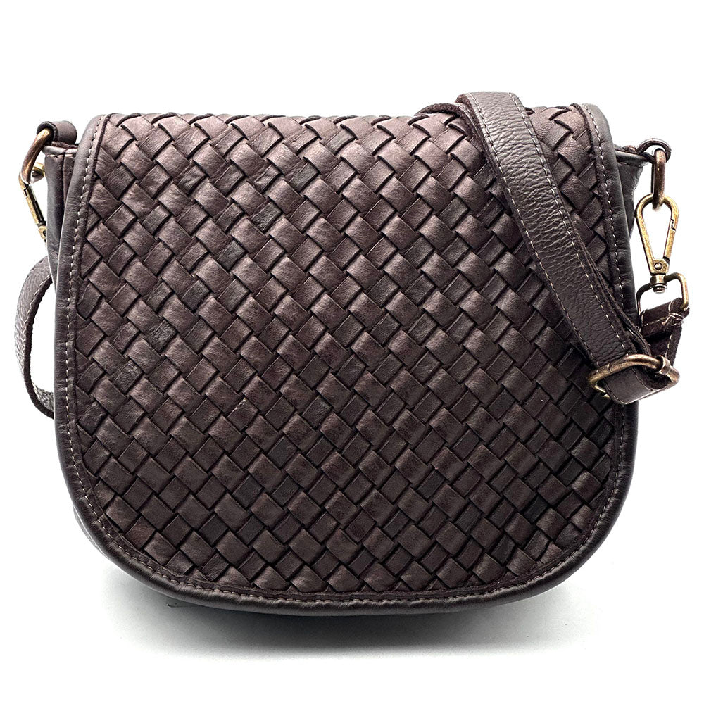 Velisia Woven Cow Leather Saddle Bag