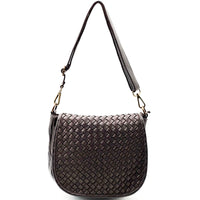 Velisia Woven Cow Leather Saddle Bag