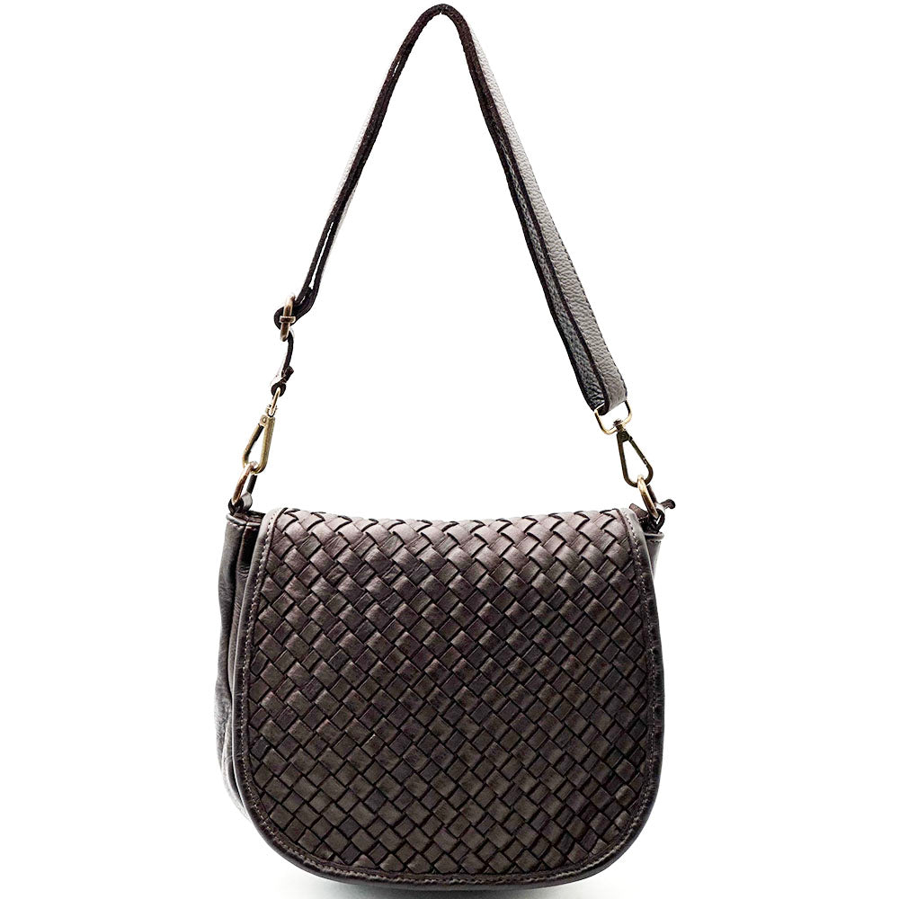 Velisia Woven Cow Leather Saddle Bag