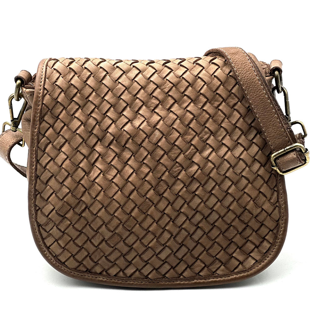 Velisia Woven Cow Leather Saddle Bag