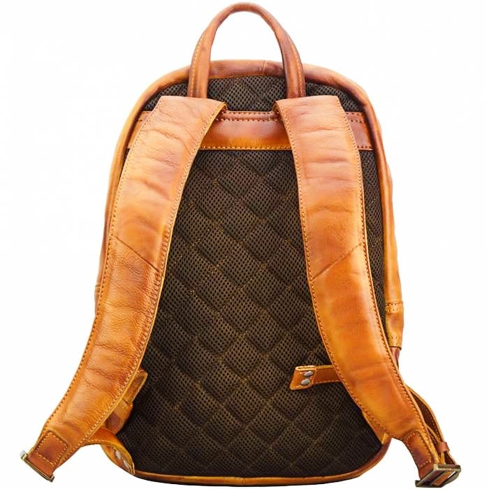 back view of livorno vintage leather backpack