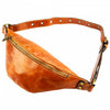 Mens brown leather waist bag with strap