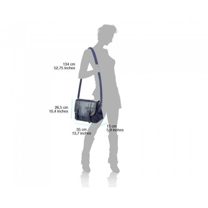Roma Men's Black Leather Shoulder Bag - Dimensions