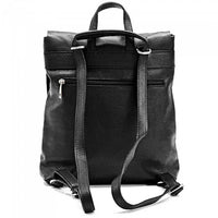 Black Italian Leather Backpack - Back View