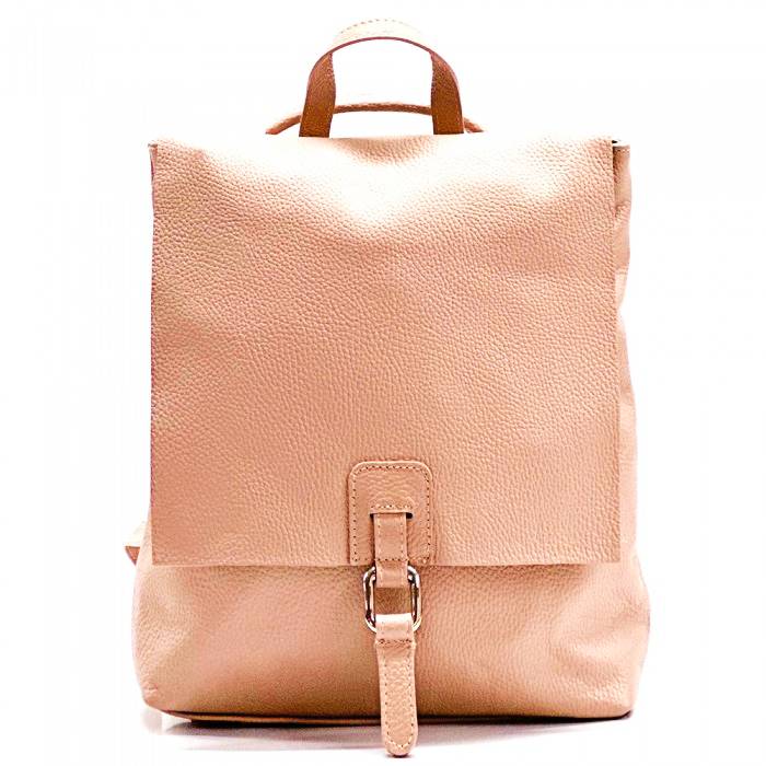 Taormina Pink Italian Leather Backpack - Front View