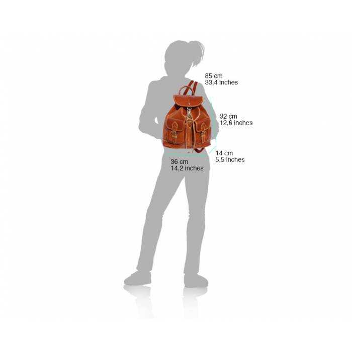 Dimensions of the Tropea Blue leather backpack