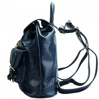 Side view of the Tropea Blue leather backpack