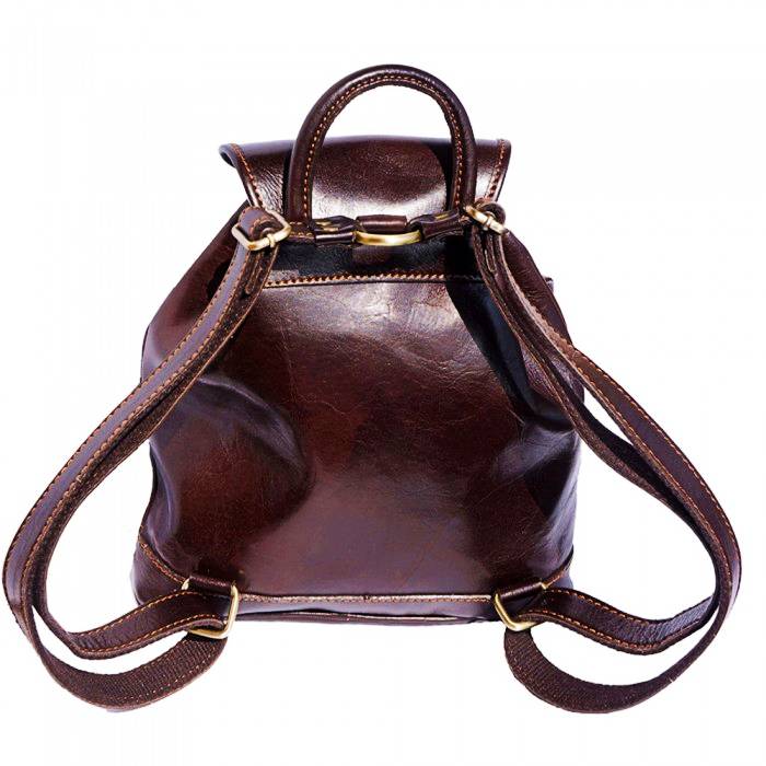 Rear view of the Tropea dark brown leather backpack