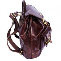 Tropea dark brown leather backpack side view