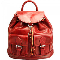 Red leather men's backpack front view