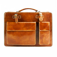 Women's tan leather business bag