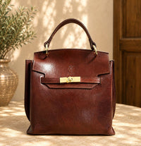 Adelasia Hand-Dyed Italian Leather Top Handle Bag - Leather Italiano