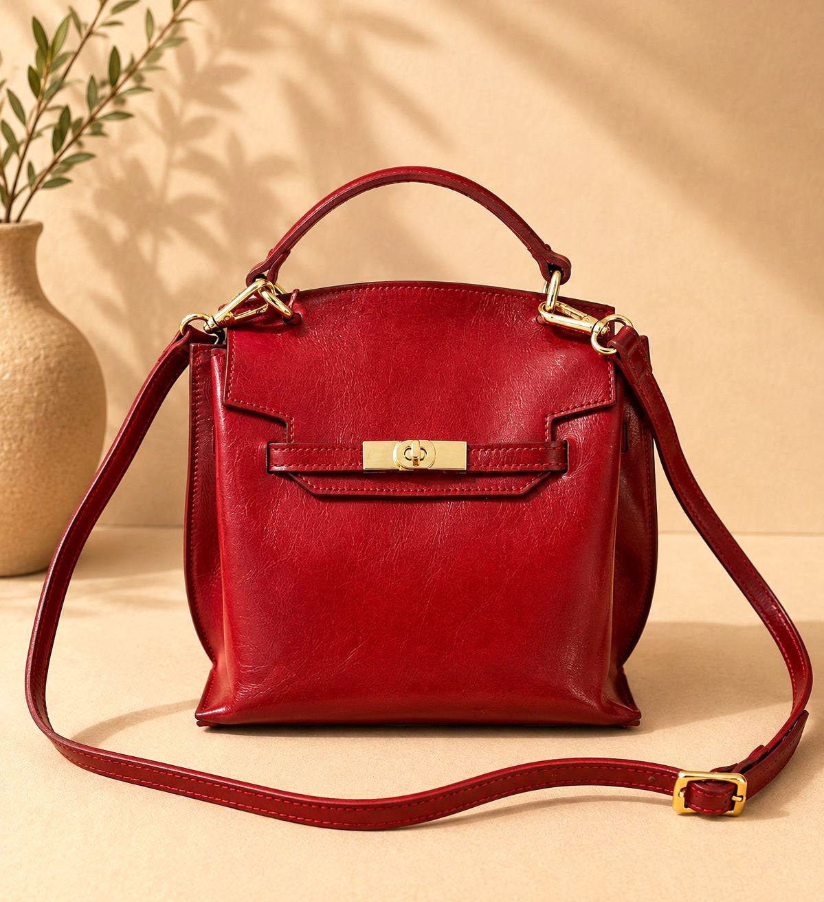 Adelasia Hand-Dyed Italian Leather Top Handle Bag - Leather Italiano