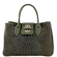 Alberta Italian Suede Structured Satchel Bag - Leather Italiano