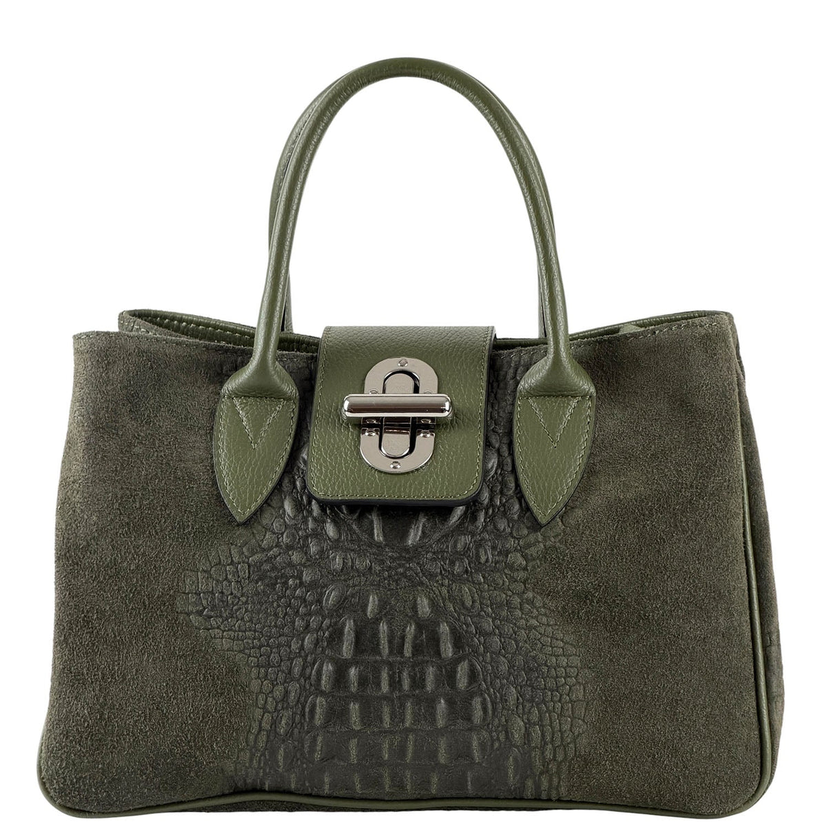 Alberta Italian Suede Structured Satchel Bag - Leather Italiano