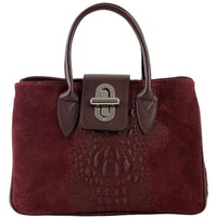 Alberta Italian Suede Structured Satchel Bag - Leather Italiano