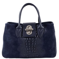 Alberta Italian Suede Structured Satchel Bag - Leather Italiano