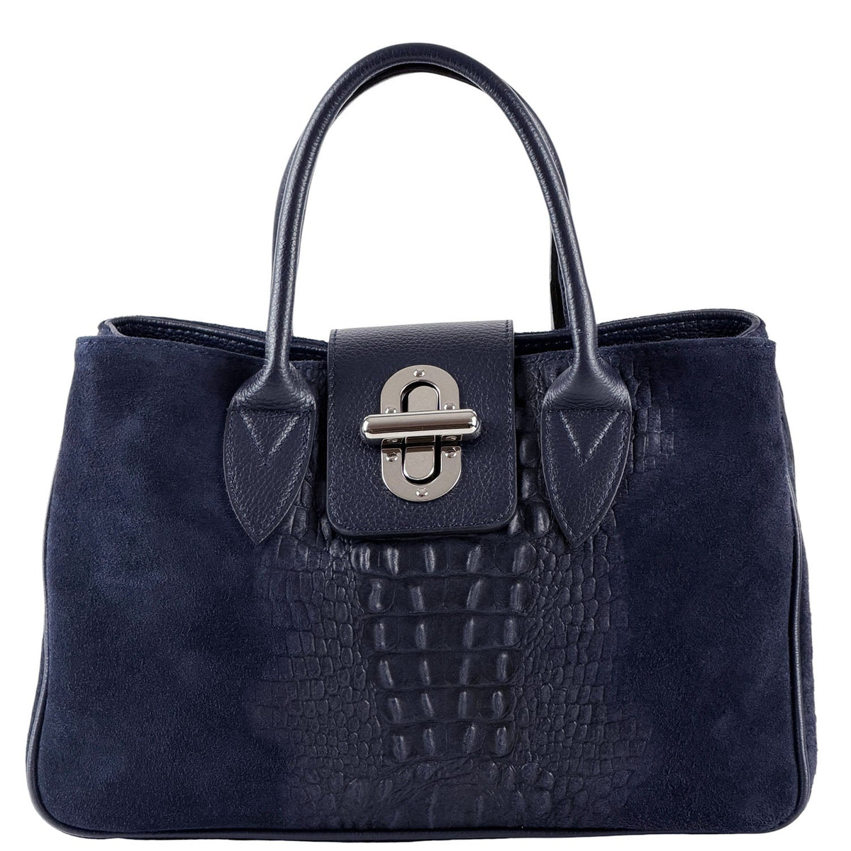 Alberta Italian Suede Structured Satchel Bag - Leather Italiano
