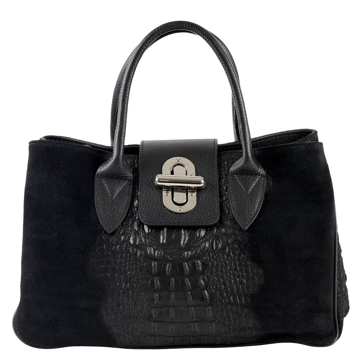 Alberta Italian Suede Structured Satchel Bag - Leather Italiano