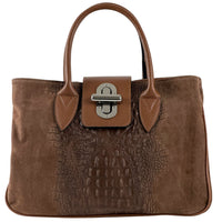 Alberta Italian Suede Structured Satchel Bag - Leather Italiano