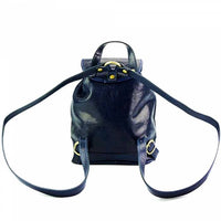 Back view of Amalfi Blue Leather Backpack Purse