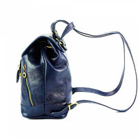 Side view of Amalfi Blue Leather Backpack Purse