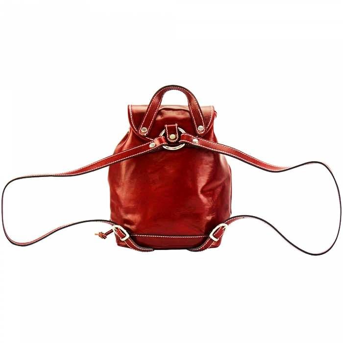 Back view of Amalfi Red Leather Backpack Purse