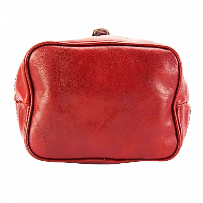 Bottom view of Amalfi Red Leather Backpack Purse