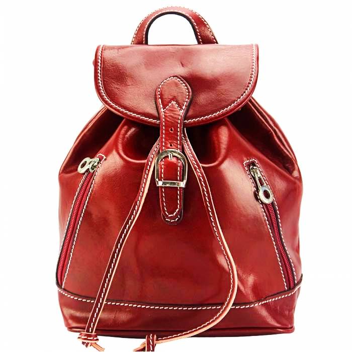 Front view of Amalfi Red Leather Backpack Purse