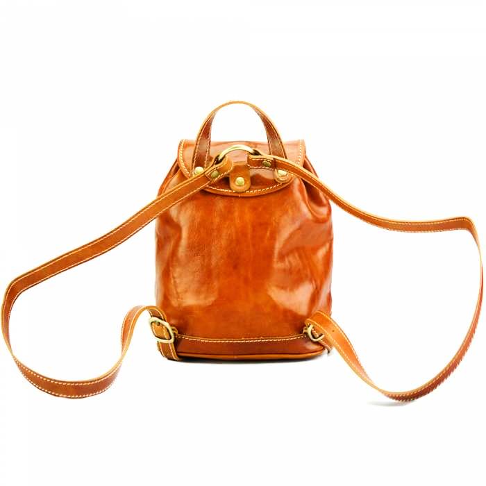 Back view of Amalfi Tan Leather Backpack Purse