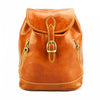 Front view of Amalfi Tan Leather Backpack Purse