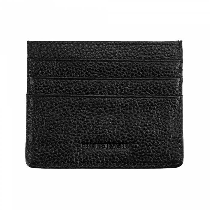 front view of amalfi womens black leather cardholder