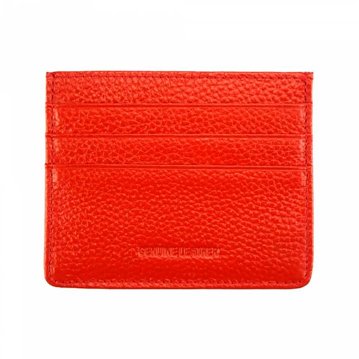 front view of amalfi womens red leather cardholder