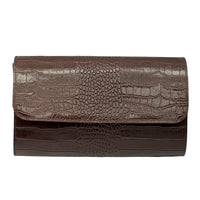 Amelia Croc Embossed Leather Clutch & Crossbody Bag - Leather Italiano