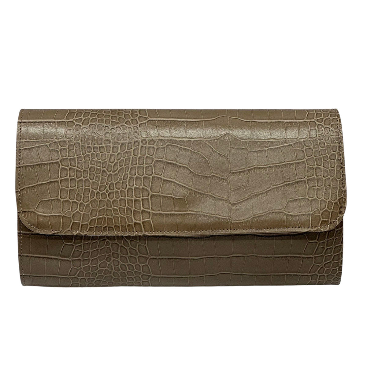 Amelia Croc Embossed Leather Clutch & Crossbody Bag - Leather Italiano