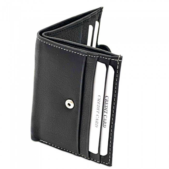 Open view of the Arezzo Black Leather Credit Card Holder