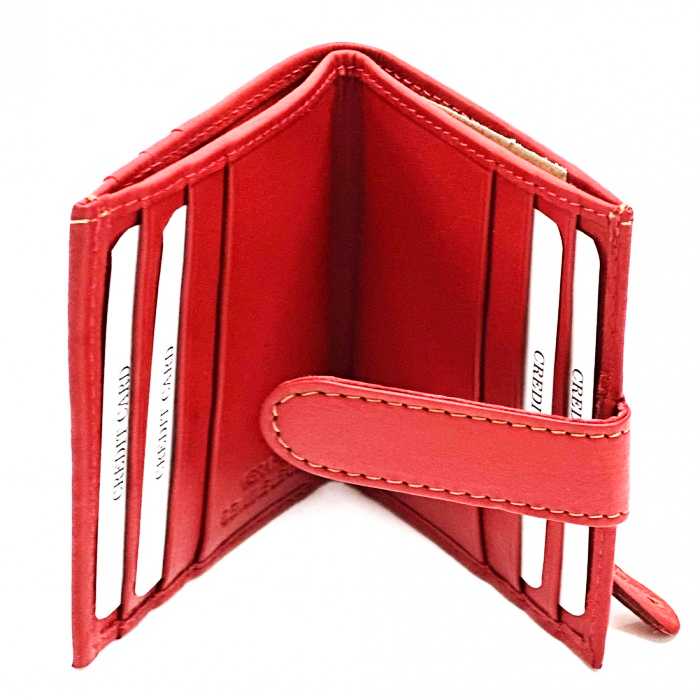 Open view of the Arezzo Light Red Leather Credit Card Holder