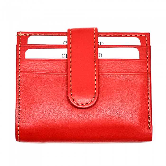 Front view of the Arezzo Light Red Leather Credit Card Holder