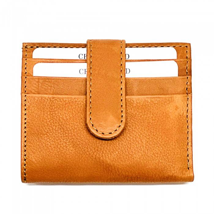 Front view of Arezzo Tan Leather Credit Card Holder