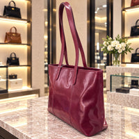 Augusta Hand-Dyed Italian Leather Work Tote - Leather Italiano