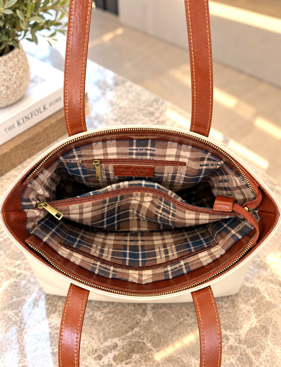 Augusta Hand-Dyed Italian Leather Work Tote - Leather Italiano