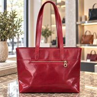 Augusta Hand-Dyed Italian Leather Work Tote - Leather Italiano