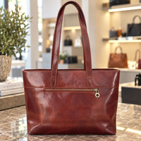 Augusta Hand-Dyed Italian Leather Work Tote - Leather Italiano