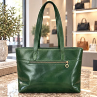 Augusta Hand-Dyed Italian Leather Work Tote - Leather Italiano