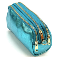 Aurora Metallic Italian Leather Crossbody Wallet – Compact & Chic - Leather Italiano